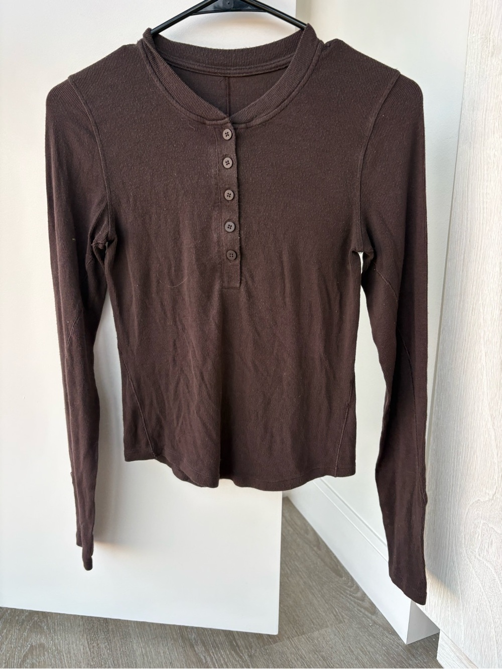 lululemon athletica Brown hold tight Long-Sleeve Henley Top